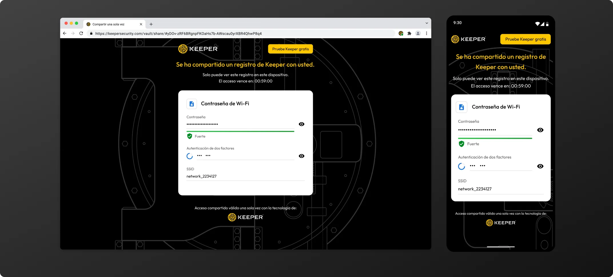 Crear un acceso compartido válido una sola vez