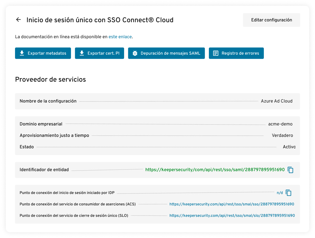 Autenticación SAML 2.0 con SSO Connect Cloud