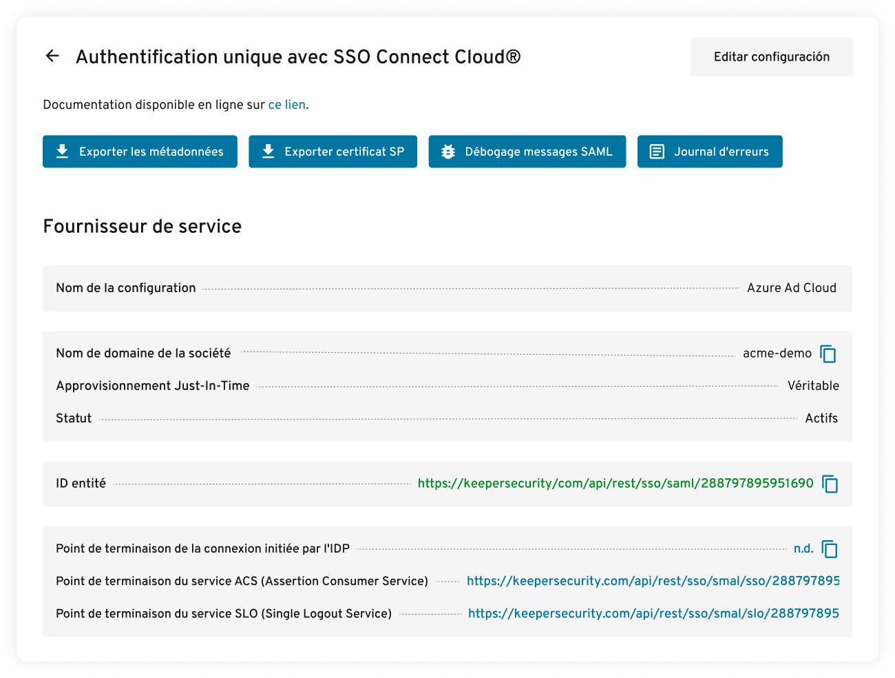 Authentification SAML 2.0 avec SSO Connect Cloud