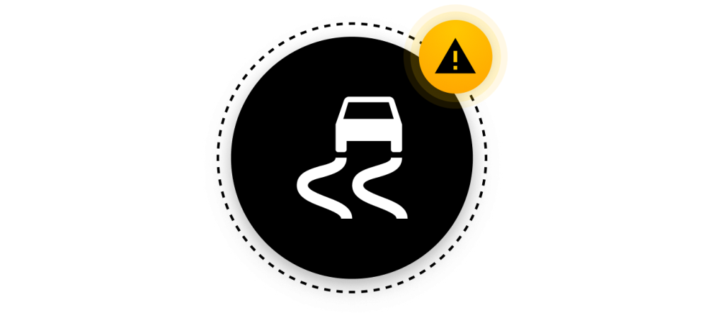 Graphic of a car swerving on a road