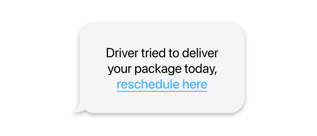 Text message claiming to be from UPS about a delivery rescheduling
