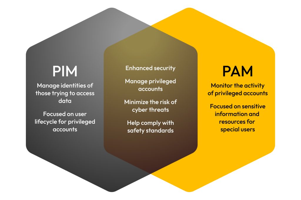 Venn-diagram met de overeenkomsten en verschillen tussen PIM en PAM