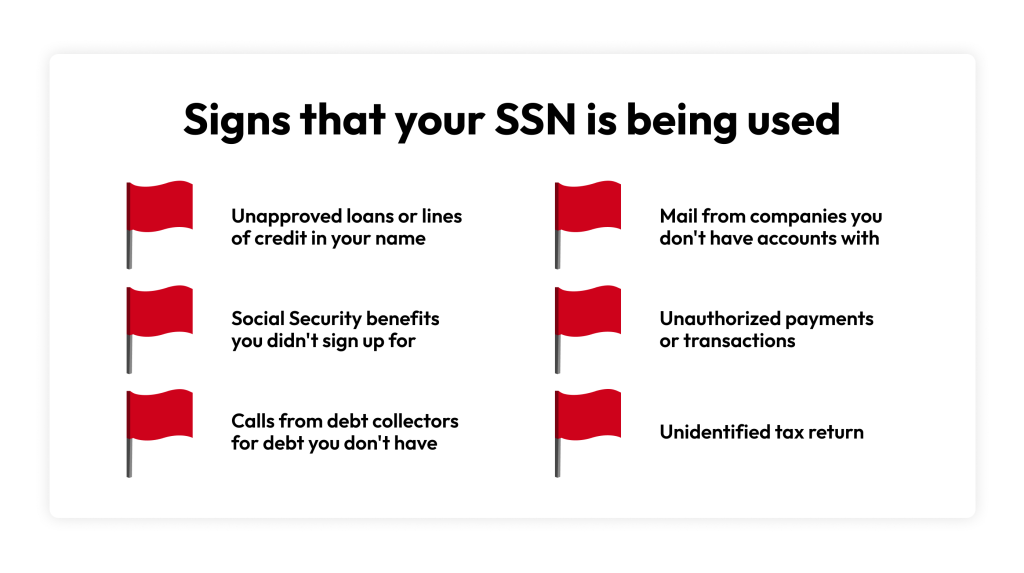 Signs that your Social Security number (SSN) is being used by someone else